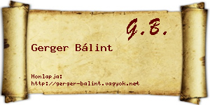 Gerger Bálint névjegykártya